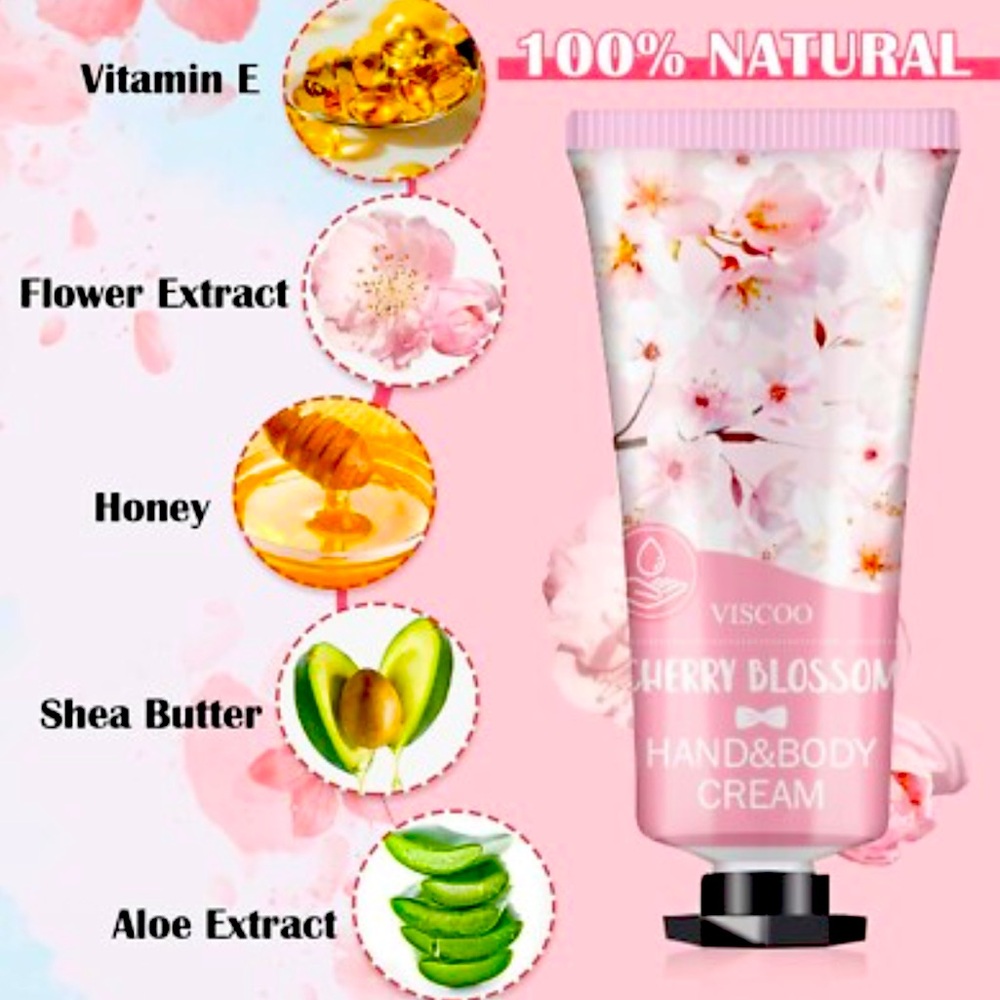 Viscoo Cherry Blossom Hand & Body Cream travel purse size New